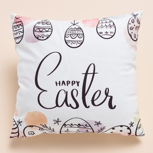 

Easter Egg Print Cushion Cover Without Filler, Multicolor