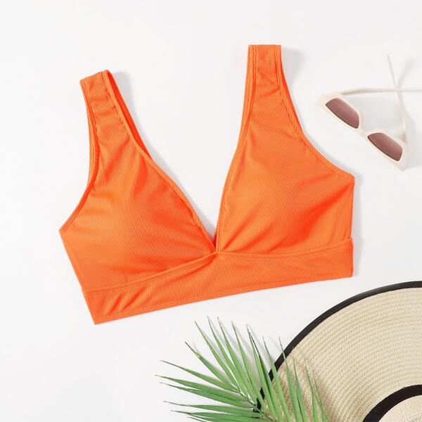 

Plus Ribbed Bikini Top, Orange