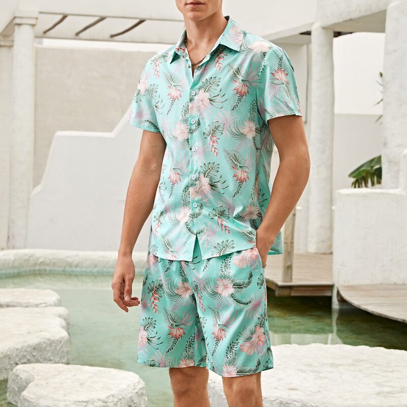 

Guys Floral Print Shirt & Shorts, Multicolor