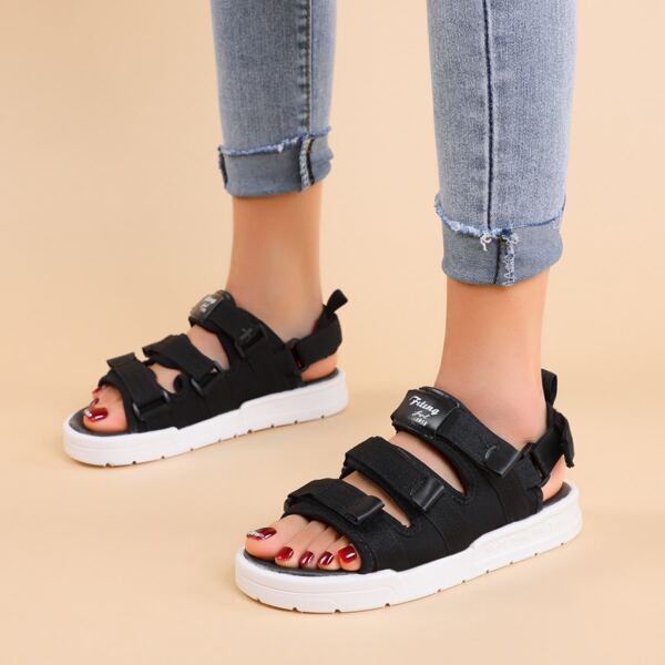 

Velcro Strap Design Sport Sandals, Black