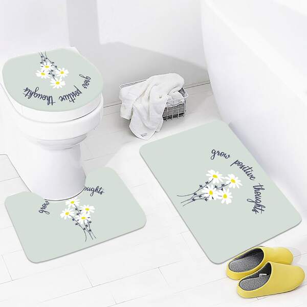 

1pc Daisy Print Non-slip Bath Mat, Multicolor