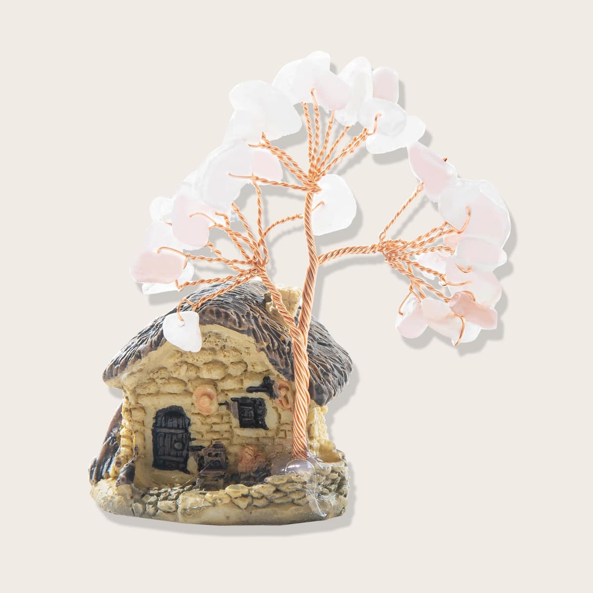

Crystals Copper Money Tree With House Decorative Ornament, Multicolor