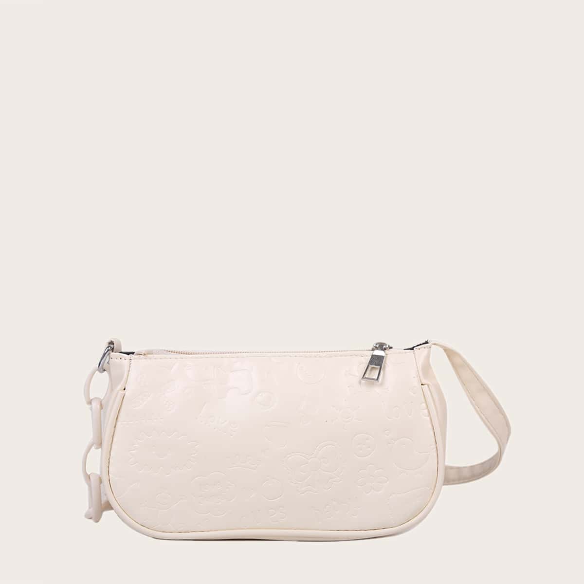

Cartoon Embossed Baguette Bag, Beige