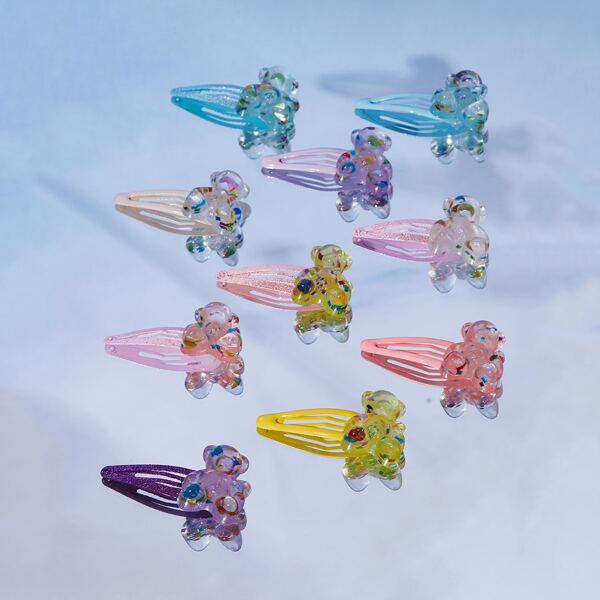 

10pcs Cartoon Bear Decor Hair Clip, Multicolor