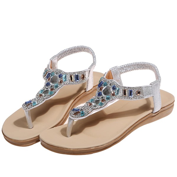 

Rhinestone Decor Thong Sandals, Silver
