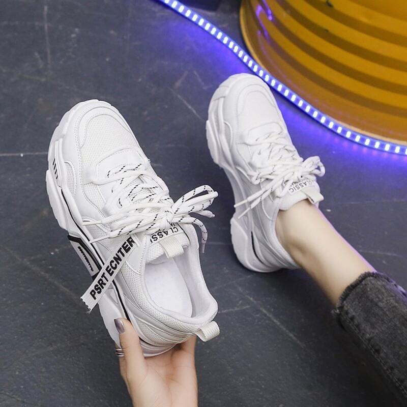 

Lace-up Mesh Chunky Sneakers, White