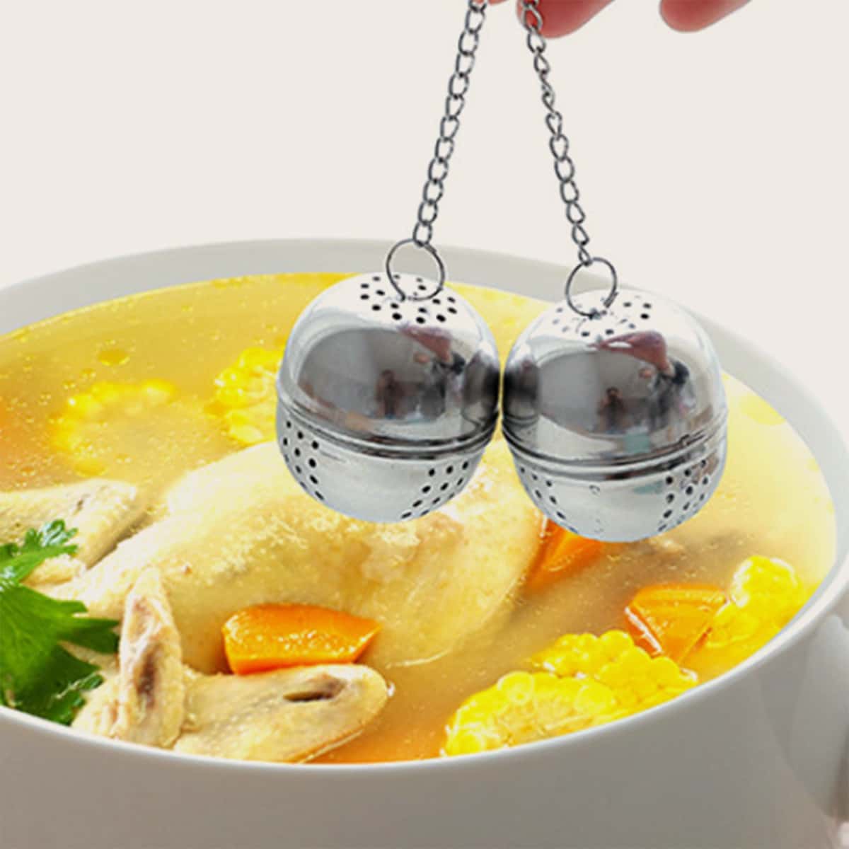 

1pc Stainless Steel Seasoning Filter Ball, Silver