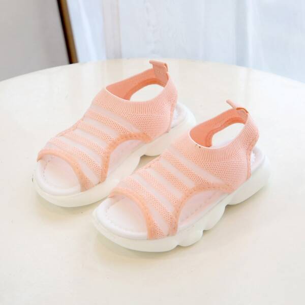 

Girls Striped Cut-out Knit Sandals, Pink