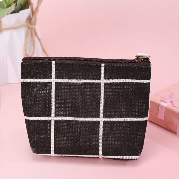 

Girls Grid Print Wallet, Black