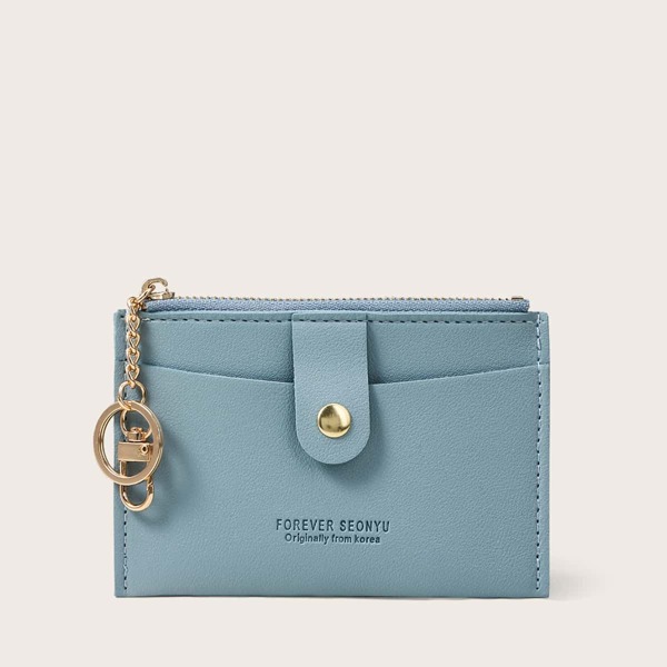 

Snap Button Purse With Card Holder, Dusty blue