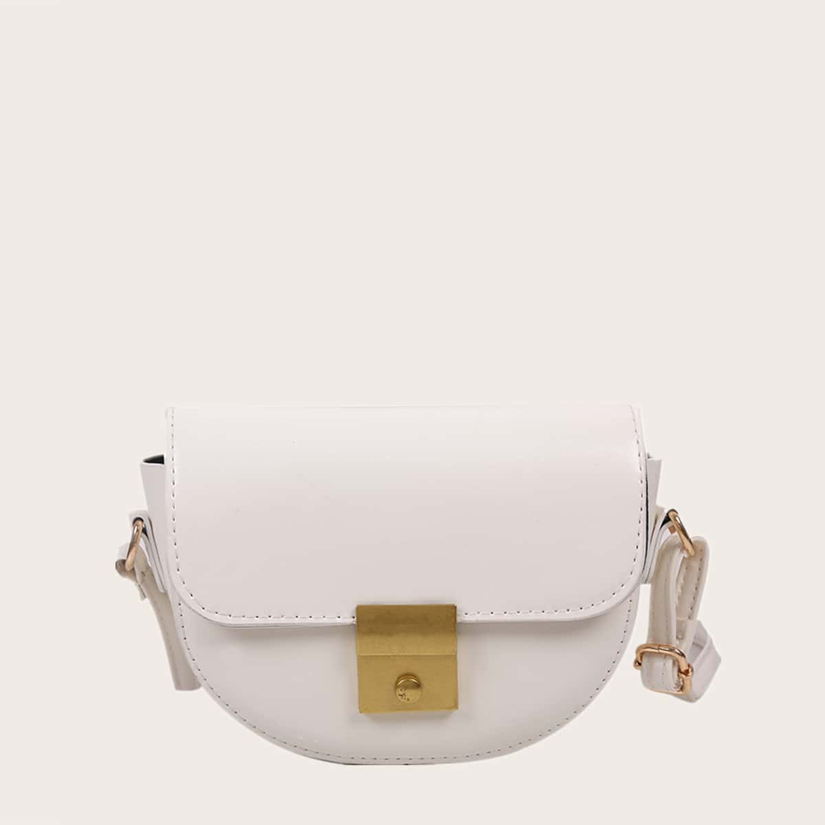 

Solid Saddle Bag, Beige