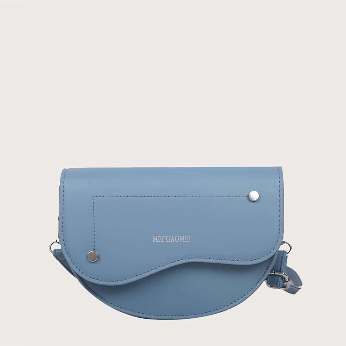 

Solid Flap Saddle Bag, Blue