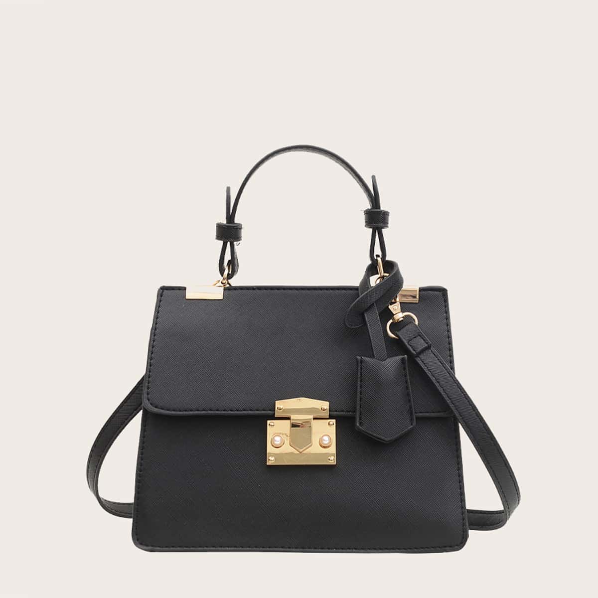 

Solid Satchel Bag, Black