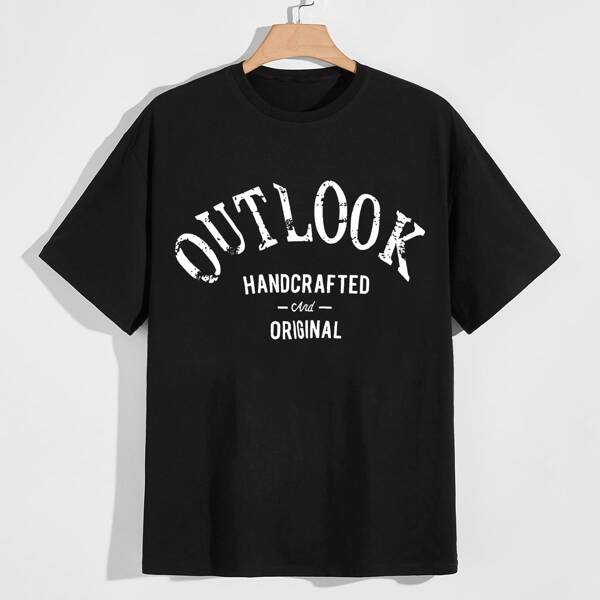 

Men Letter Graphic Short Sleeve Tee, Black