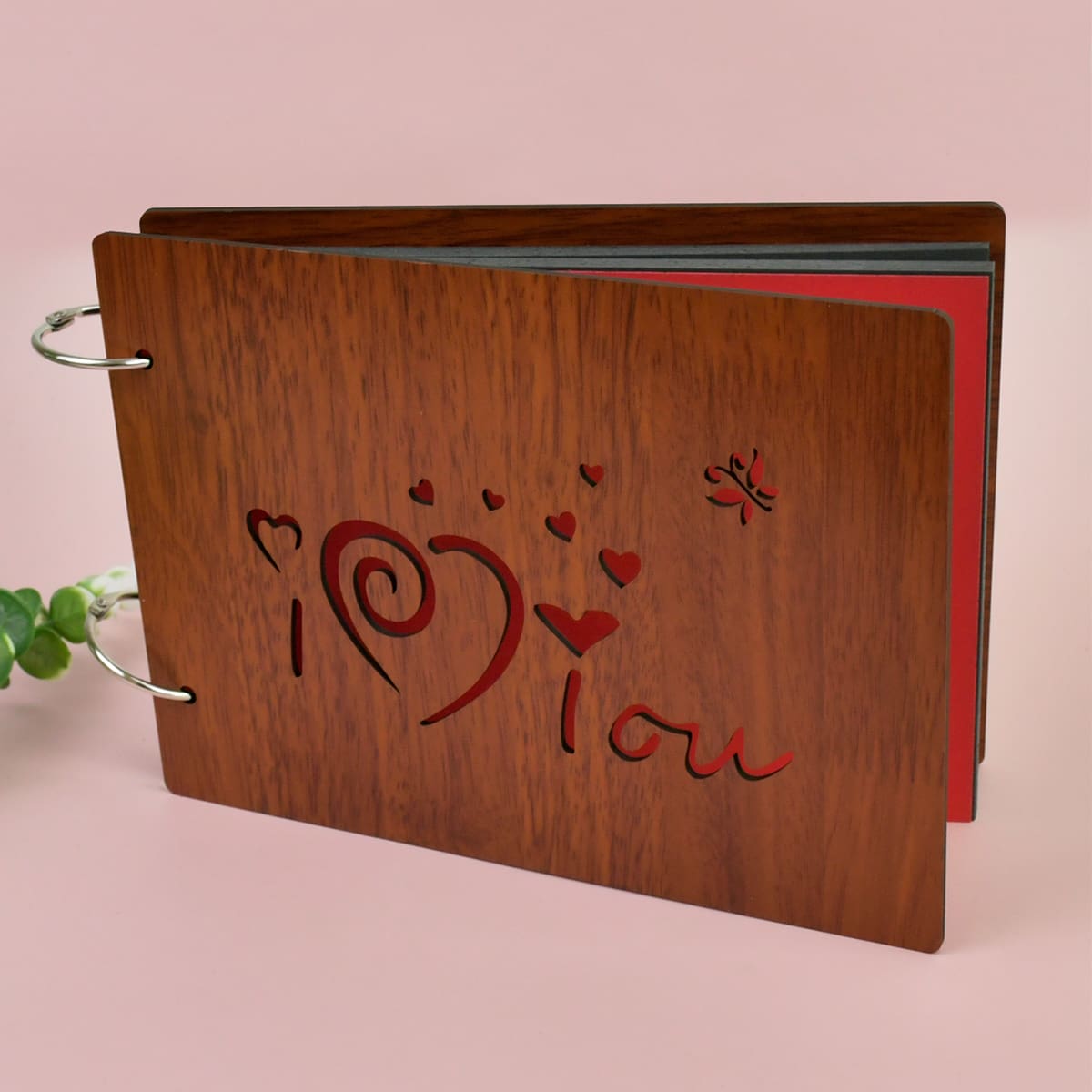 

1pc Heart DIY Photo Album, Brown