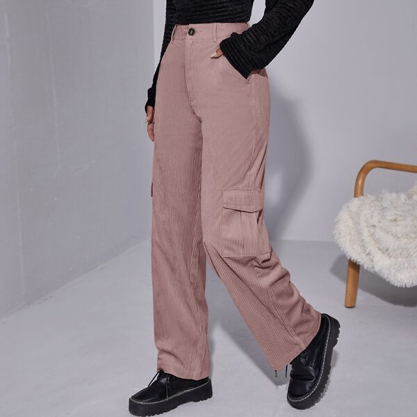 

Flap Pocket Cord Pants, Dusty pink