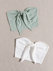 Soleia 2 Packs Tie Front Rib-Knit Tube Top - Multicolor - View 4