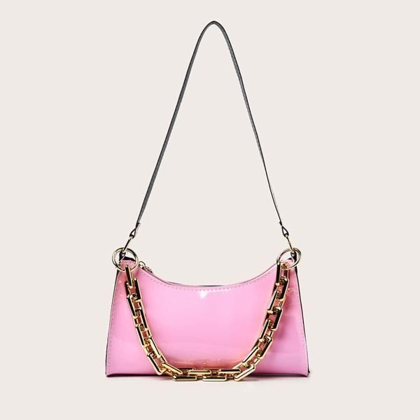 

Patent Chain Shoulder Bag, Pink