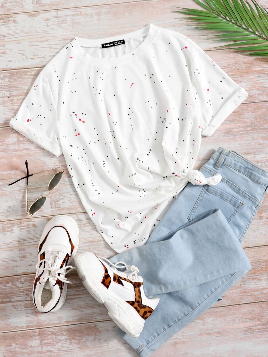 SHEIN LUNE Áo thun Plus size Tất cả trên in Giải trí - trắng - Xem 1