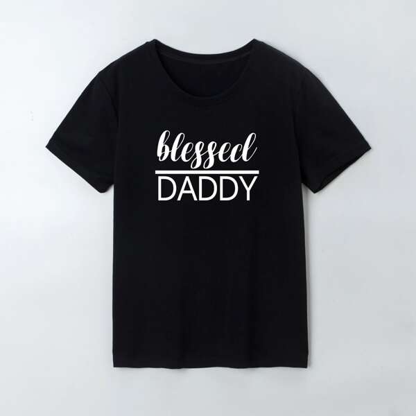 

Men 1pc Letter Graphic Tee, Black