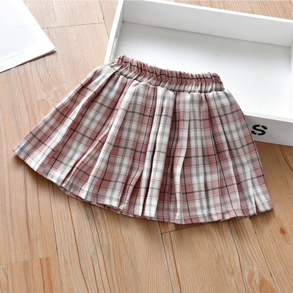 

Toddler Girls Plaid Print Pleated Skirt, Multicolor