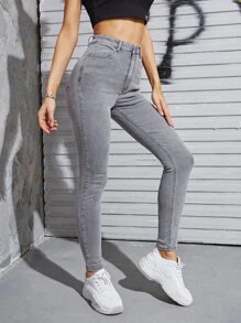 SHEIN EZwear Jeans de cintura alta