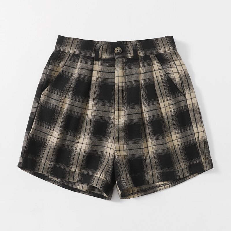 

Plaid Button Fly Shorts, Multicolor