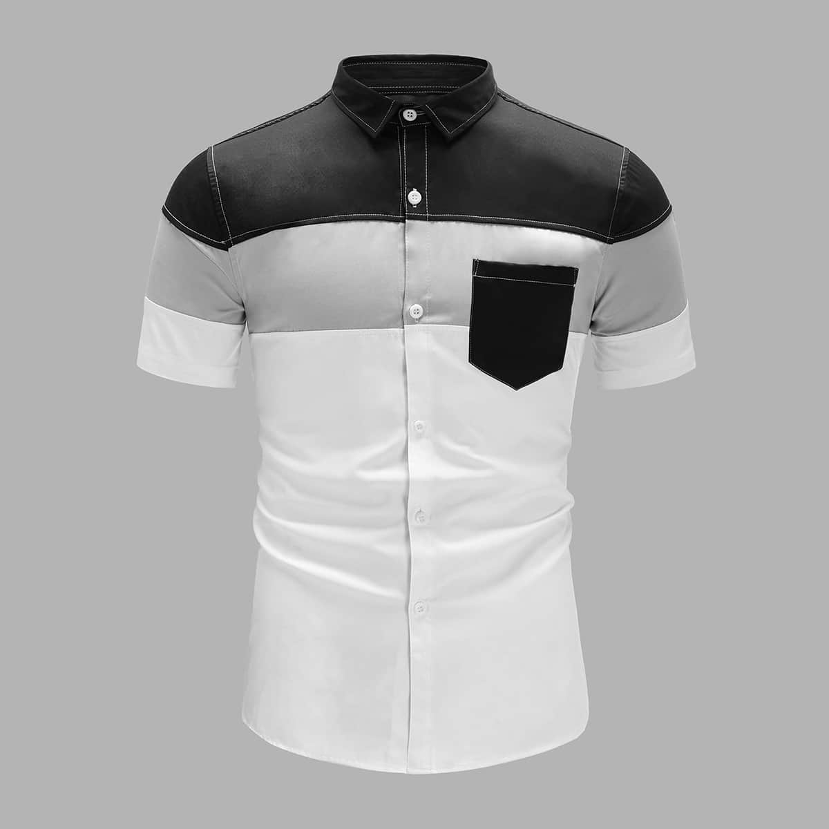 

Guys Cut And Sew Button Through Shirt, Multicolor