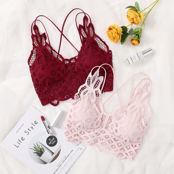 

2pack Guipure Lace Bra Set, Multicolor