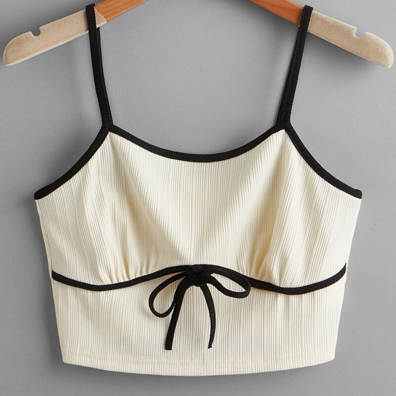 

Contrast Binding Crop Cami Top, Beige