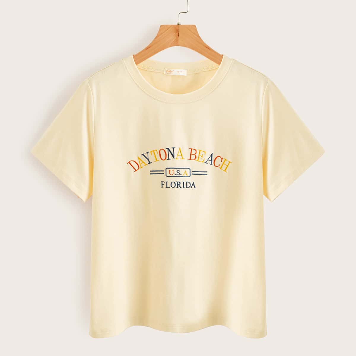 

Letter Embroidery Tee, Yellow