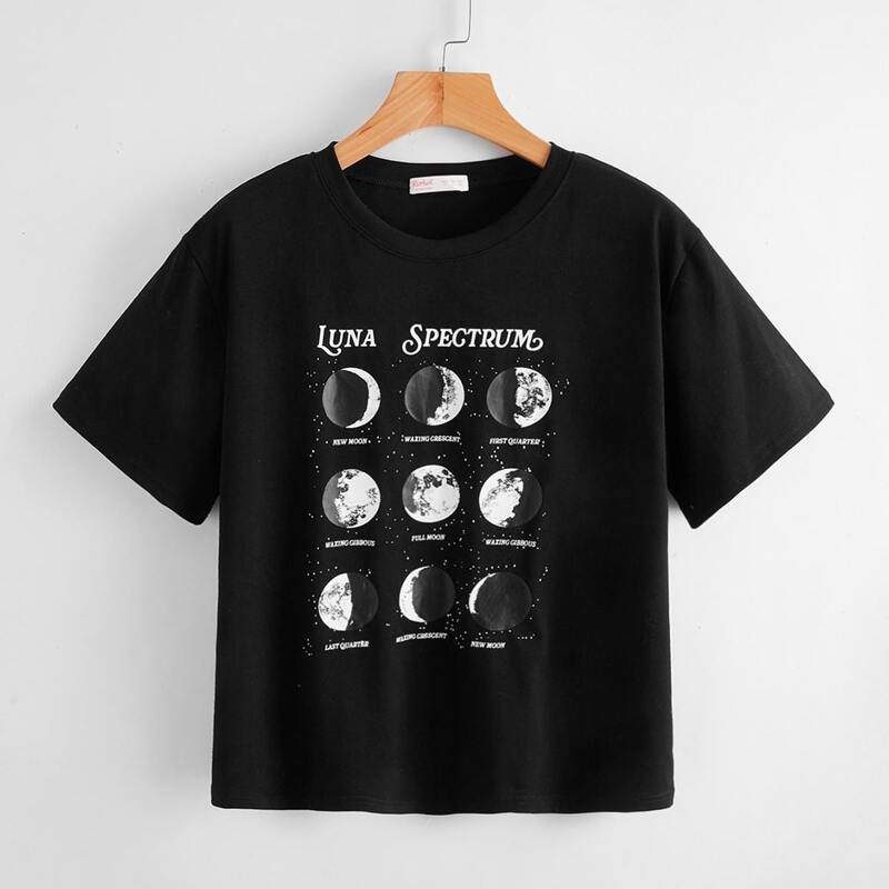 

Letter Moon Graphic Tee, Black