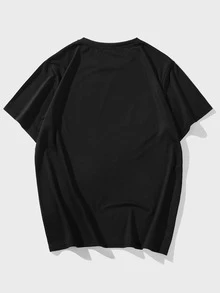 Manfinity Men Skull & Letter Graphic Tee - Black - View 2