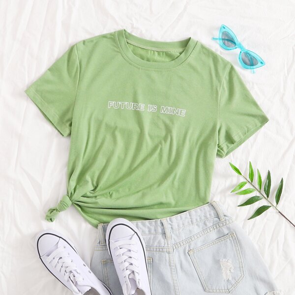 

Slogan Graphic Tee, Lime green
