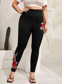 SHEIN Clasi Quần lót kích thước lớn Đề can Hoa Giải trí - màu đen - Xem 1