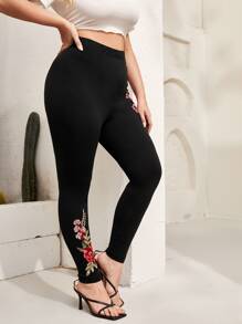 SHEIN Clasi Quần lót kích thước lớn Đề can Hoa Giải trí - màu đen - Xem 4