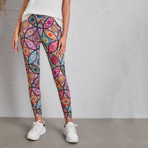 

Allover Print High Waist Leggings, Multicolor