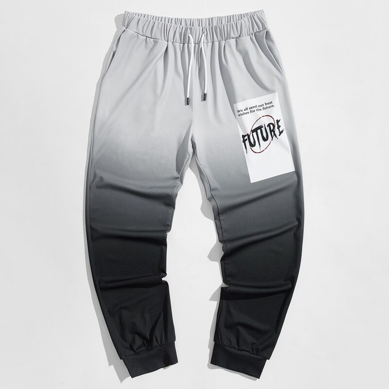 

Guys Slogan Graphic Ombre Sweatpants, Multicolor