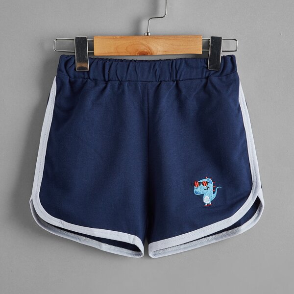 

Toddler Boys Cartoon Embroidered Track Shorts, Navy blue