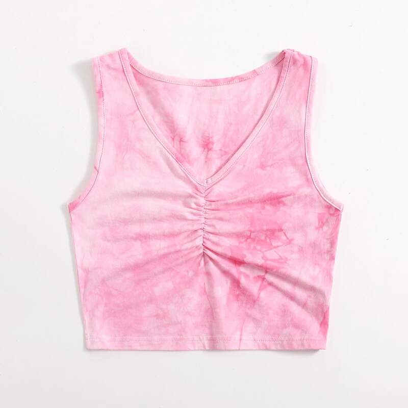 

Tie Dye Ruched Tank Top, Multicolor