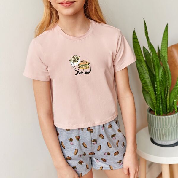 

графический принт Повседневный Домашняя одежда для девочек, Многоцветный