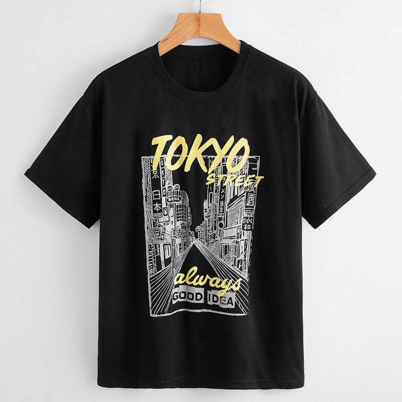 

Letter Graphic Tee, Black