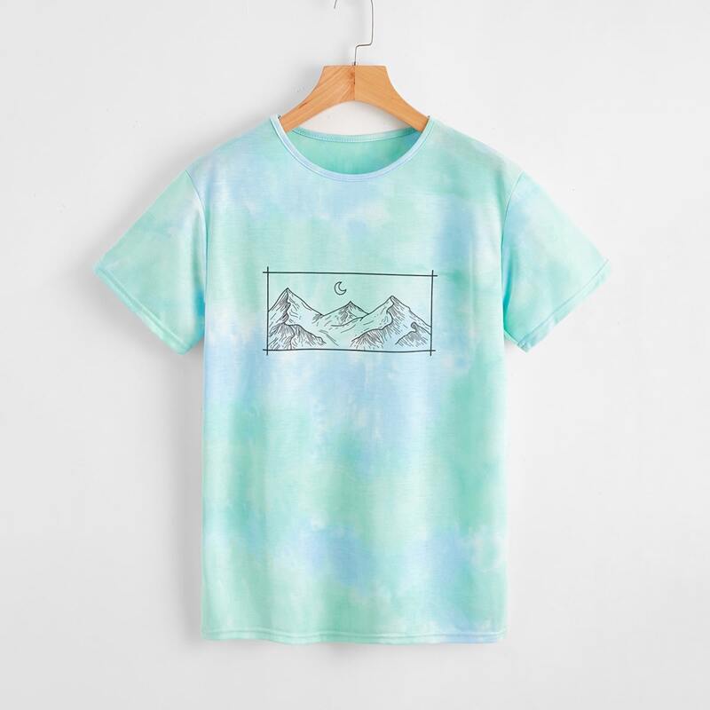 

Mountain Graphic Tie Dye Tee, Multicolor