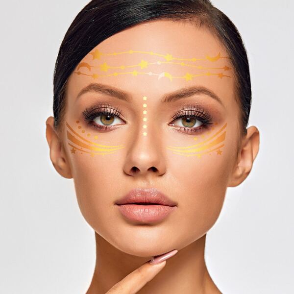 

1sheet Star & Moon Eye Tattoo Sticker, Gold