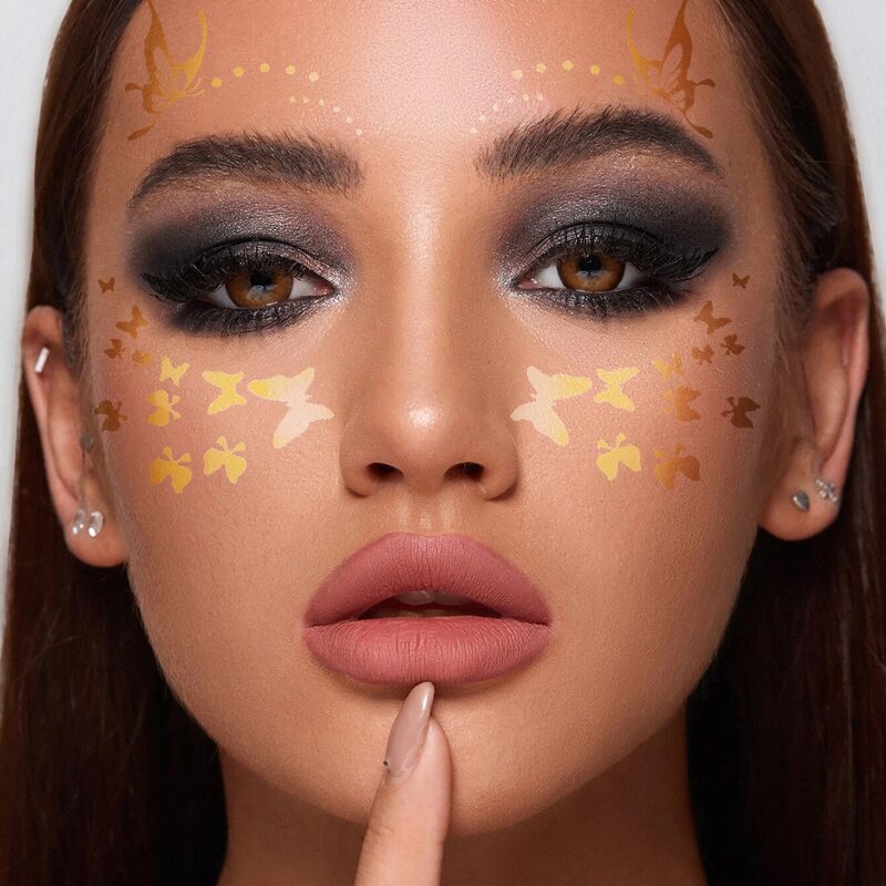 

1sheet Butterfly Eye Tattoo Sticker, Gold