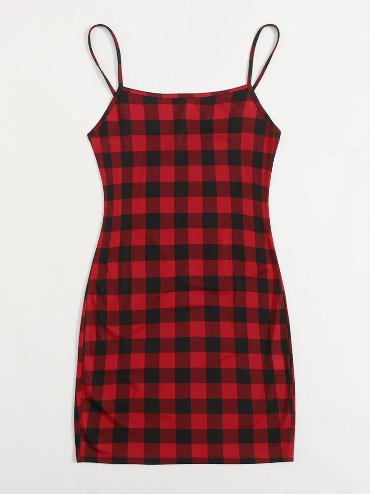 SHEIN EZwear Plus Buffalo Plaid Bodycon Dress - Multicolor - View 3