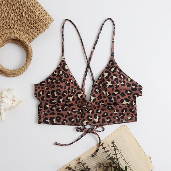 

Leopard Tie Back Bikini Top, Multicolor
