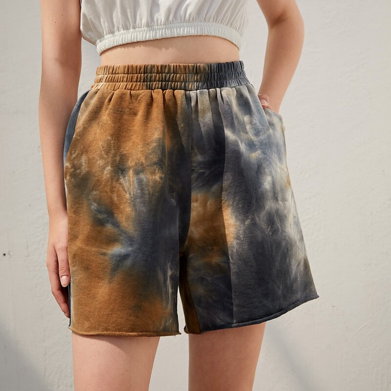 

Tie Dye Elastic Waist Track Shorts, Multicolor