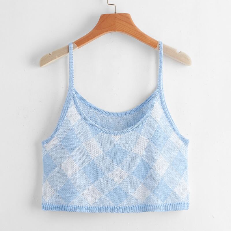 

Argyle Pattern Knit Top, Multicolor