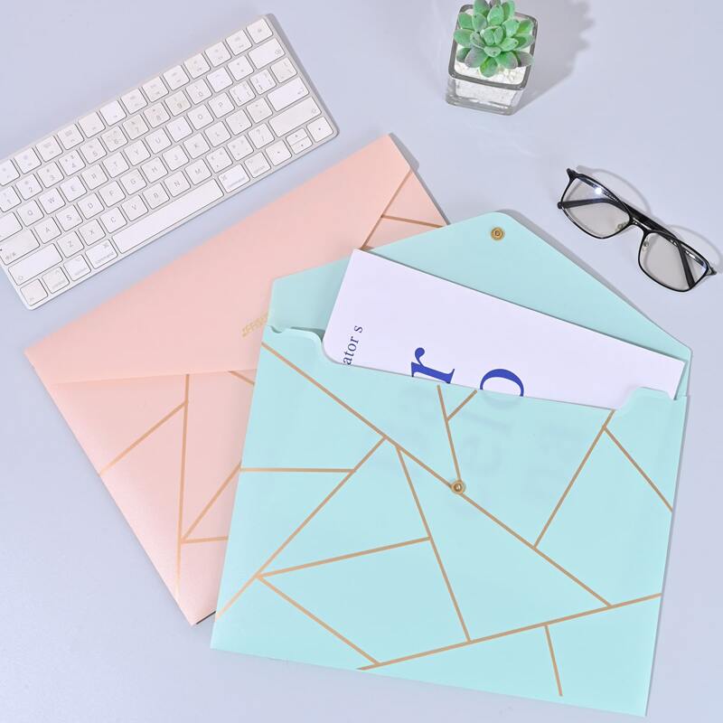 

2pcs Geometric Pattern File Pocket, Multicolor